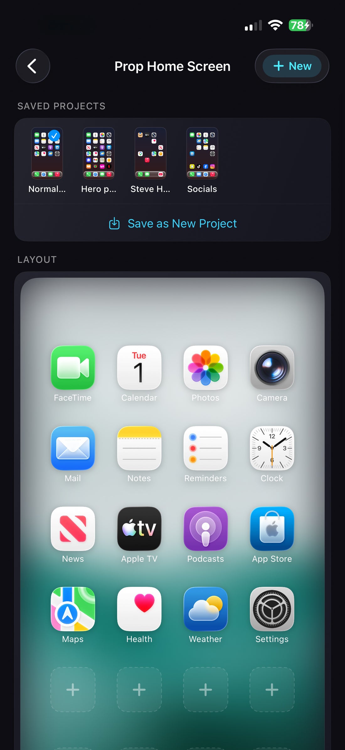 Prop Home Screen