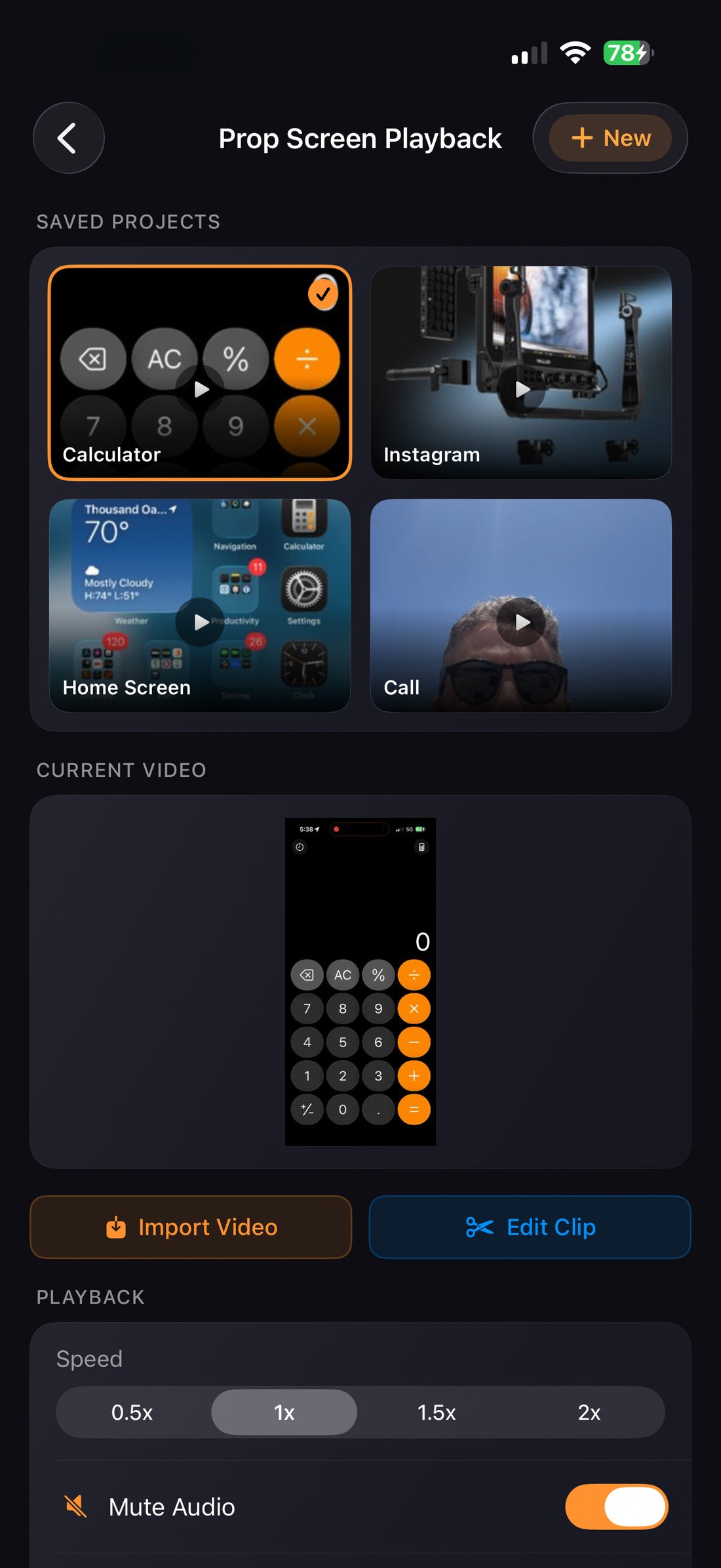Prop Screen Playback