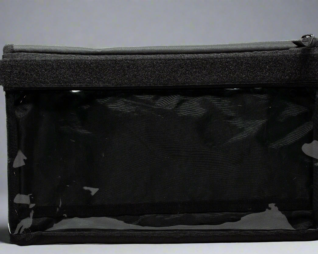 Large camera organizer bag velcro at top for labels