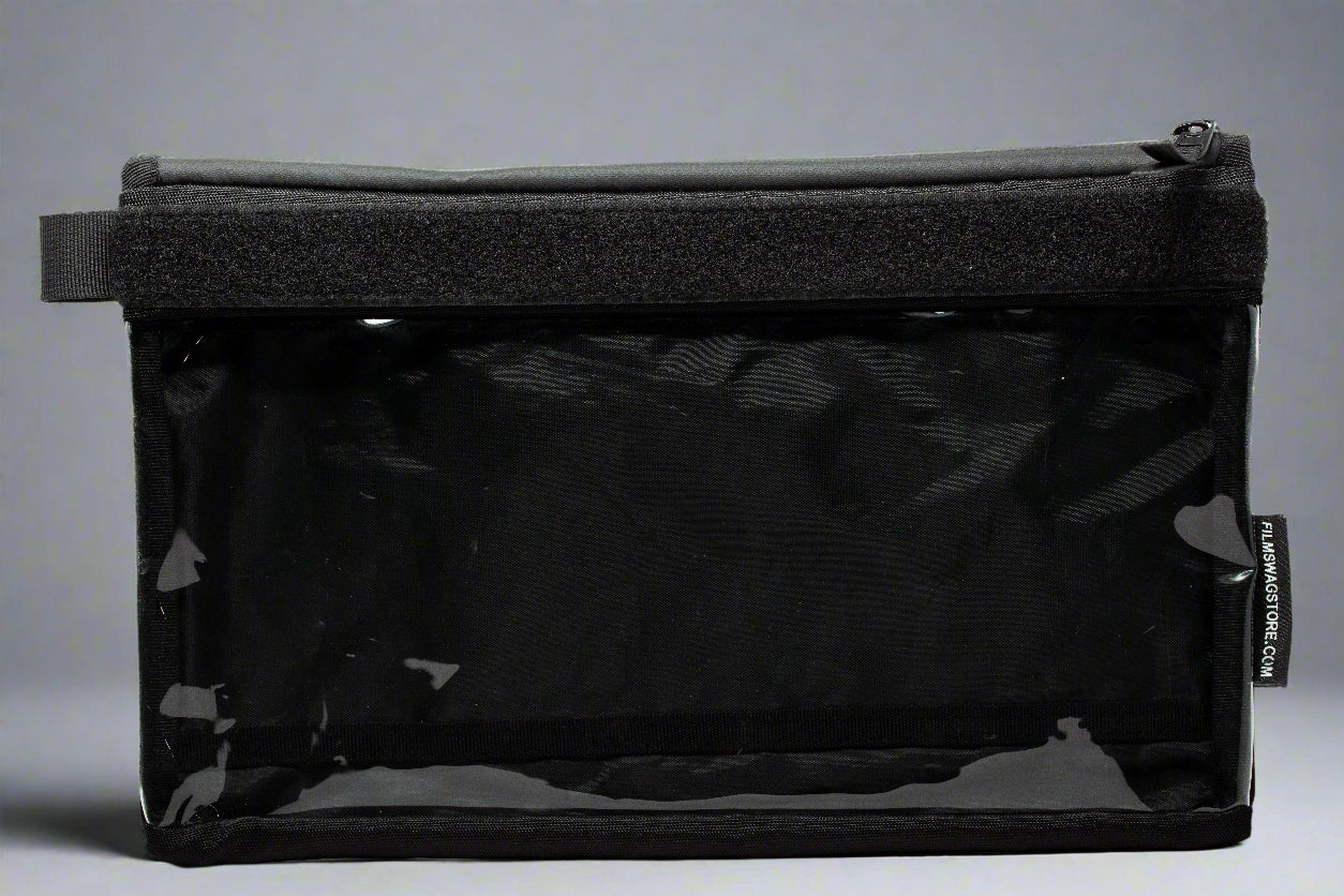 Large camera organizer bag velcro at top for labels